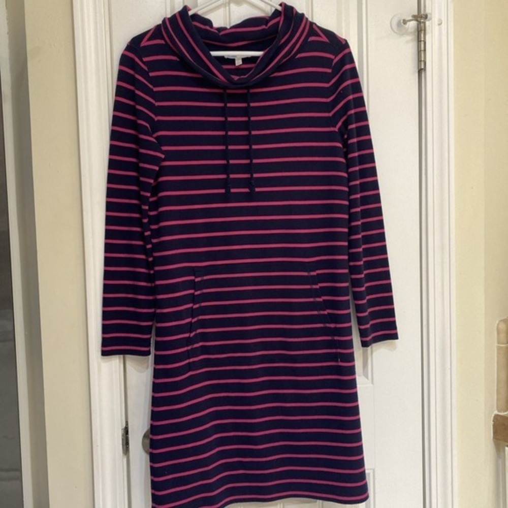 Talbots Petite Hello Saturday Blue Pink Stiped Comfy Dress Petite W Dress 3782